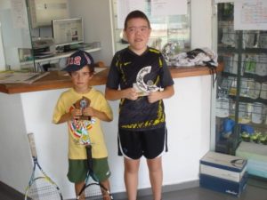 António Brito e Miguel Neto (campeão e vice-campeão do Torneio da Liga Juvenil - mini-ténis)